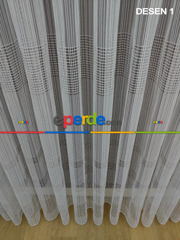 Tül Perde 4 Farklı Desen %35 Extra İndirim Sınırlı Stok 1/3 Sık Pile Seçeneği- Ekru 125cm X 260cm 