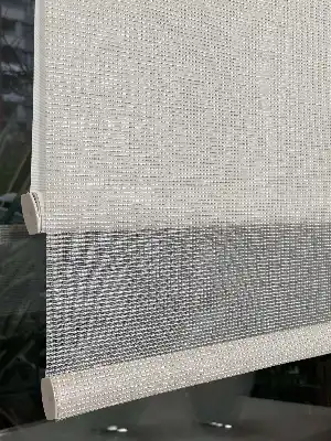 Ekru Krem Çiftli Sistem Tül Stor Perde, Standart Metal Kasalı Yüksek Kalite Kornişe Kolay Montaj Seçenekli