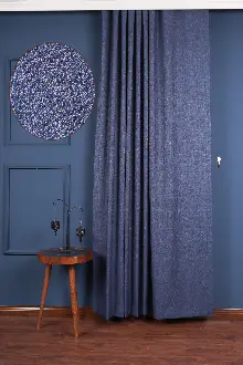 Gece Mavi Jakar Dokuma Fon Perde