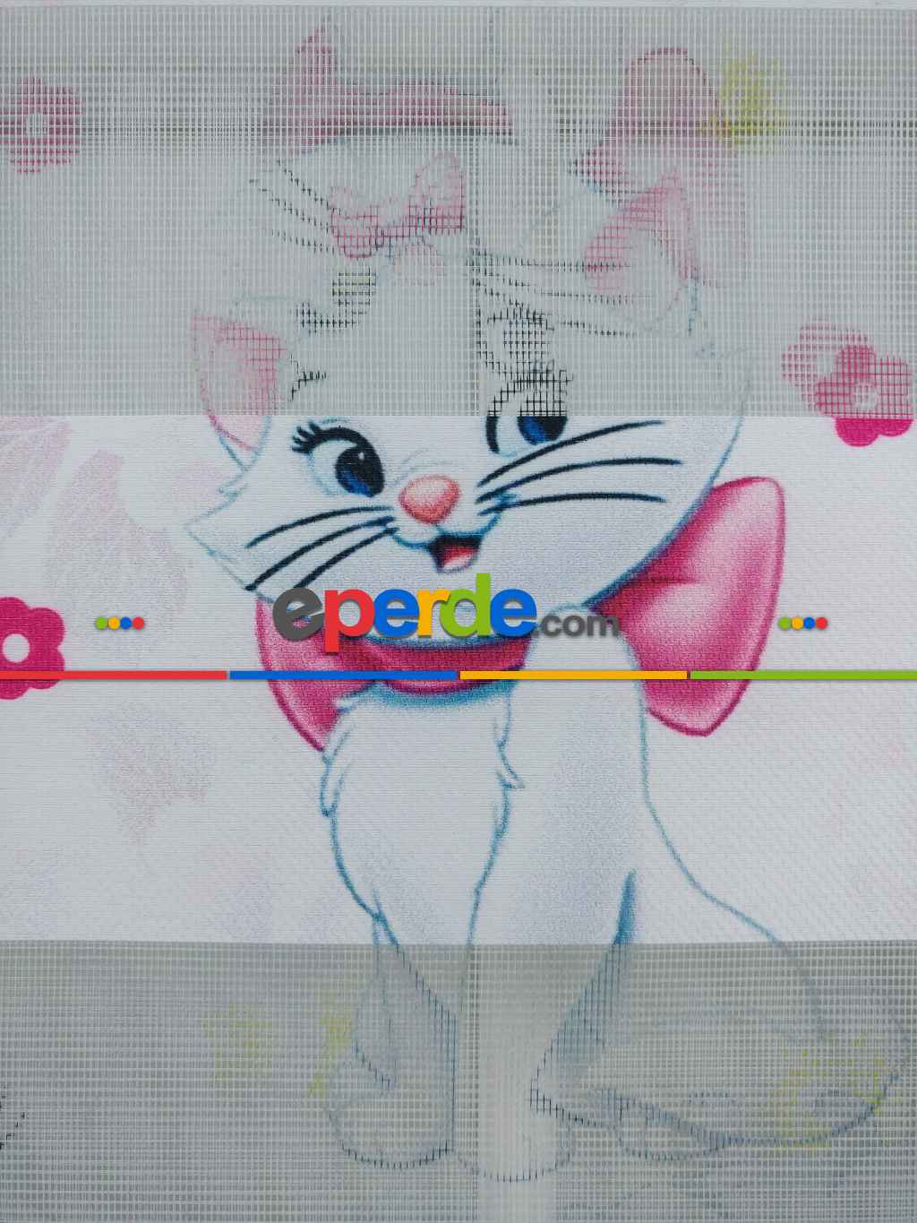 Bebek Odası Zebra Perde - Kedili Zebra Perde- Mavi