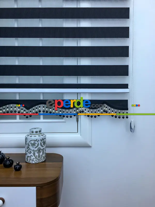 Salon - Zebra Perde - Düz Zebra Perde- Siyah