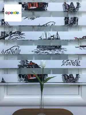 Fırsat!!! Siyah-kırmızı İstanbul Desenli Perde- Siyah-kırmızı 100cm X 200cm 