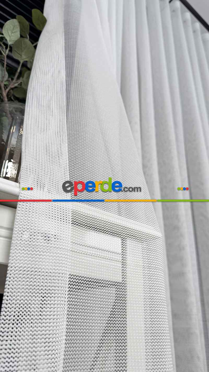 Ekru Düz Tül Perde, Ağır Gramajlı Premium Seri, Eteği Kurşunlu