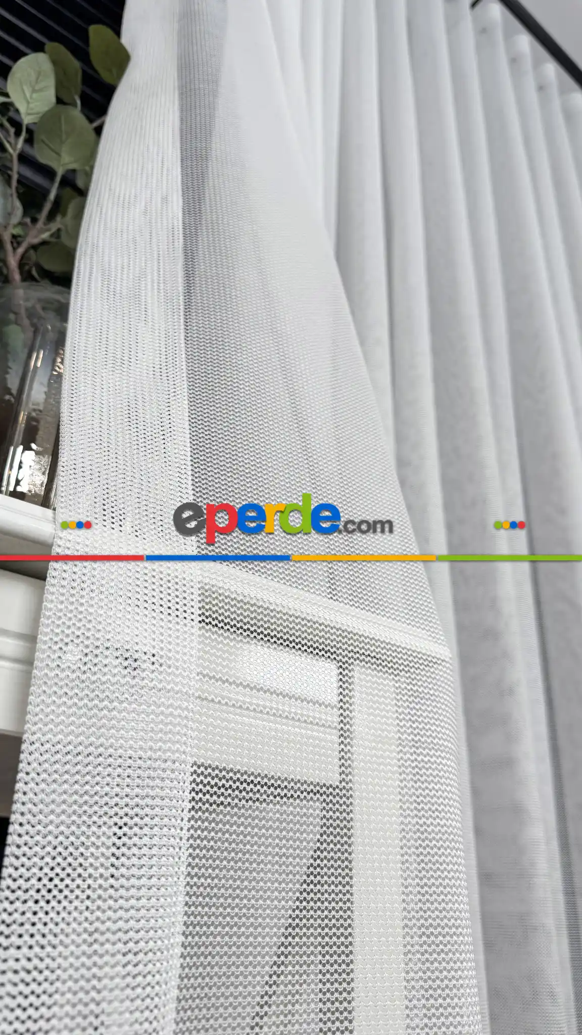 Ekru Düz Tül Perde, Ağır Gramajlı Premium Seri, Eteği Kurşunlu