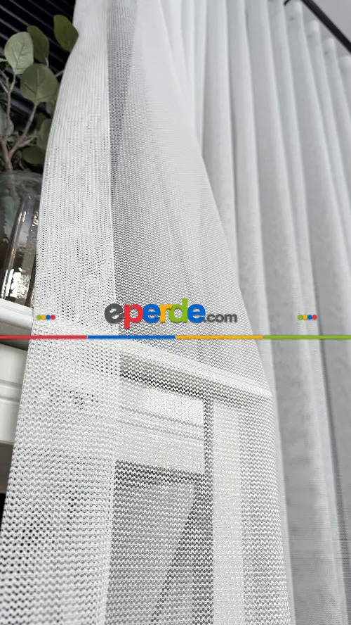 Ekru Düz Tül Perde, Ağır Gramajlı Premium Seri, Eteği Kurşunlu