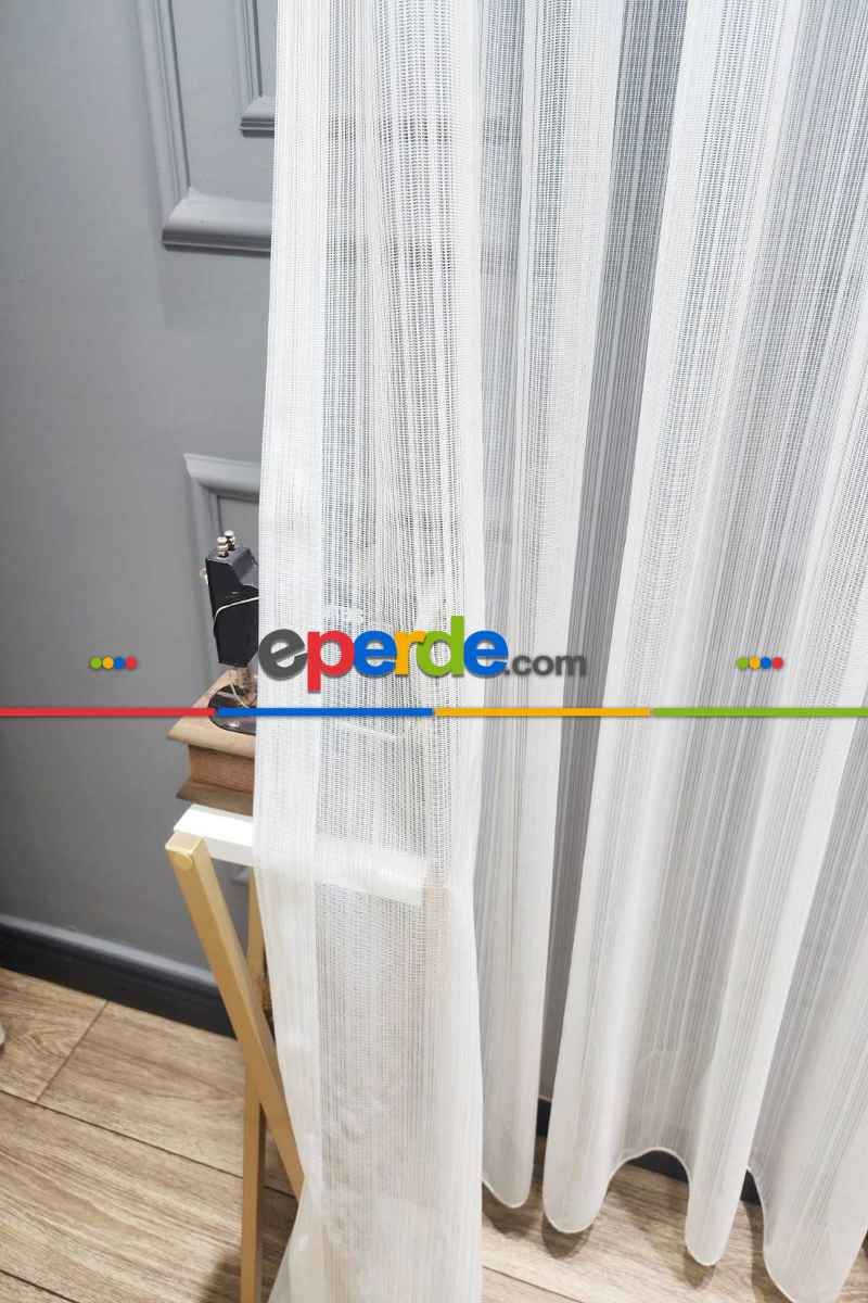 Brillant Örme Çizgili Yeni Tasarım Renk Desen Tül Perde