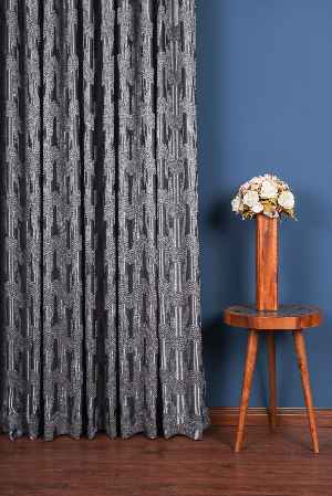 Avantgarde Antrasit Dalgalar Desenli– Modern Jakar Dokuma Fon Perde