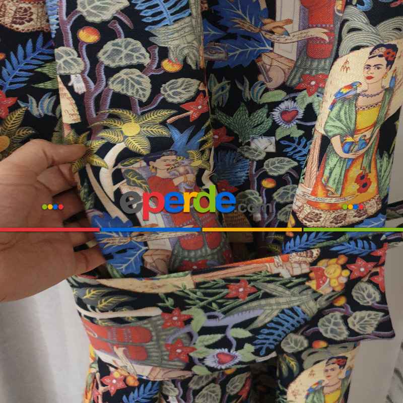 Popart Desenli Fon Perde Evmpopart4 Kumaşı Kalındır Duck Bezi Değildir- Çok Renkli 2