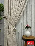 Brillant Keten Krem Açık Renk Düz Fon Perde - Krem Açık