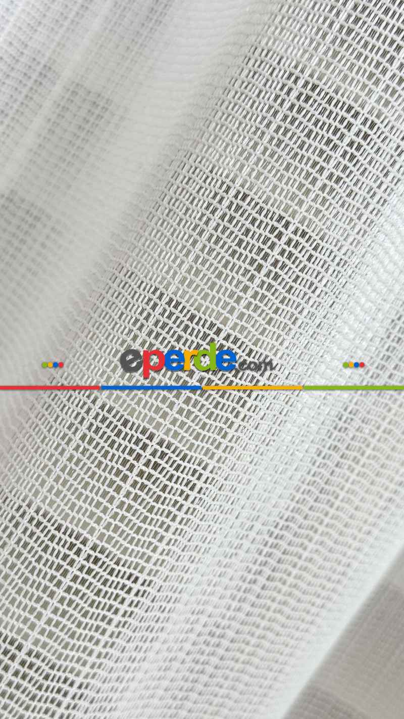 Brillant Ekru Hafif Simli File Tül Perde, Büzgü Ekstraforlu