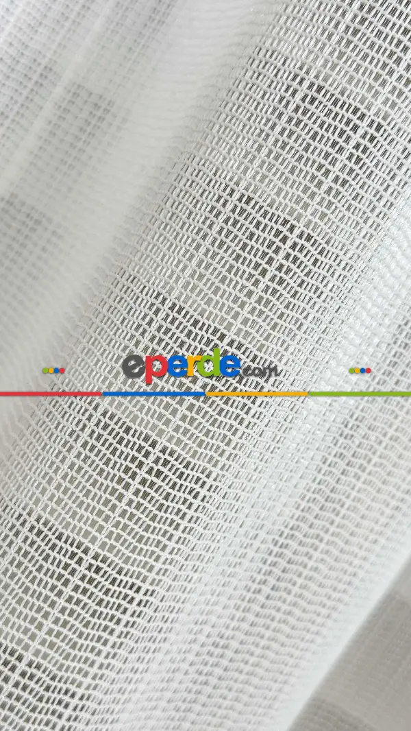 Brillant Ekru Hafif Simli File Tül Perde, Büzgü Ekstraforlu