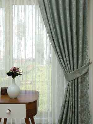 Patine Desenli Mint - Katyonik Jakar Fon Perde- Mint