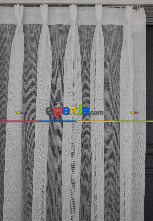 Keten Tül Ütü İstemez Dökümlü Tül - İtinalı Dikiş - Amerikan Pile