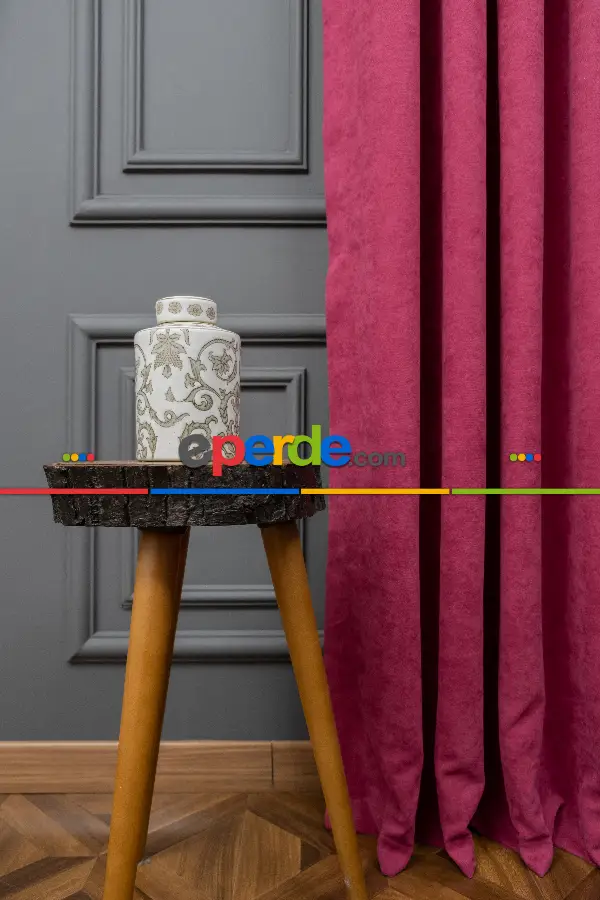 Salon - Fuşya Düz F0n Perde Dökümlü En 