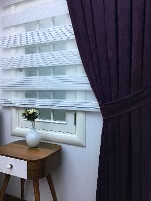 Patlıcan Moru Düz Fon Perde (280 Eninde)- Mor Patlıcan Moru