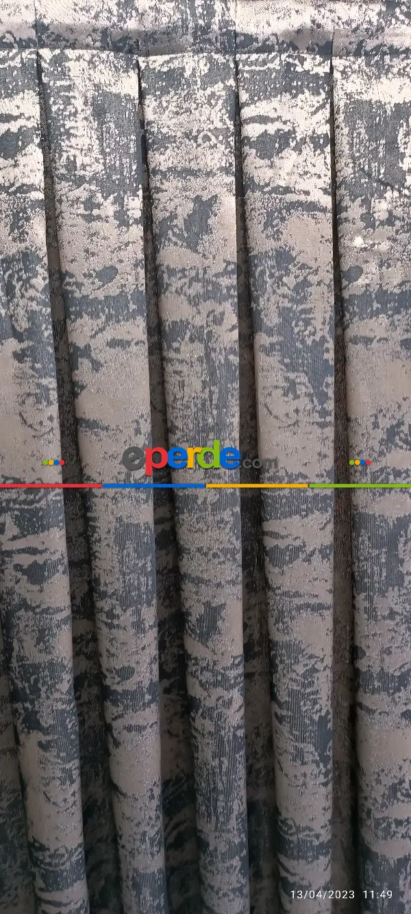 Yatak Odası - 2023 Elit Modern Damask Desenli Fosforlu İplik Dokuma Fon Perde - 3 Bakır-siyah