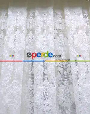 Tül Perde Ve Kruvaze Perde Damask Desenli- Ekru