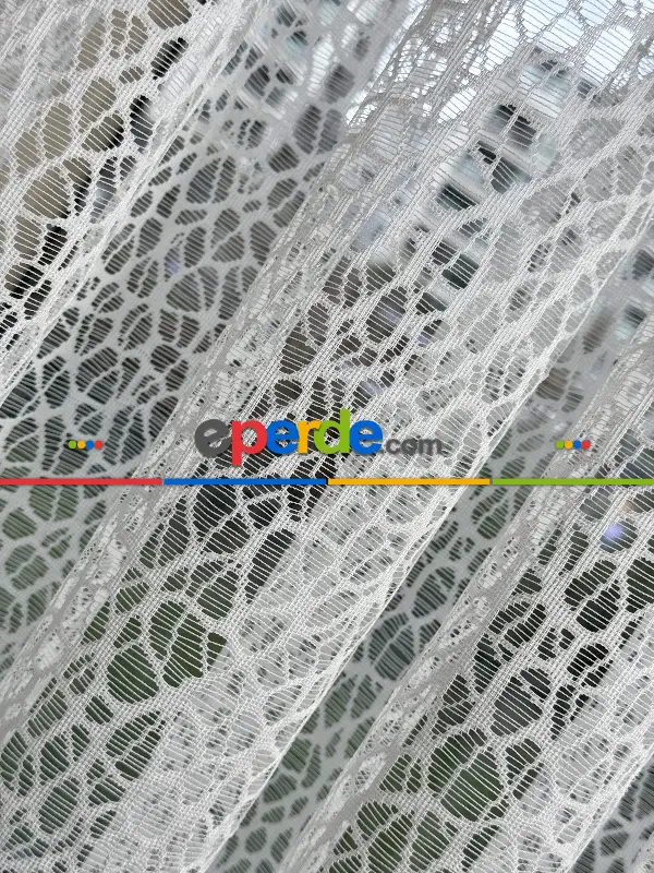 Yatak Odası - Desenli Fransız Dantel Örme Tül Perde, Desenli Ütü İstemeyen Tül