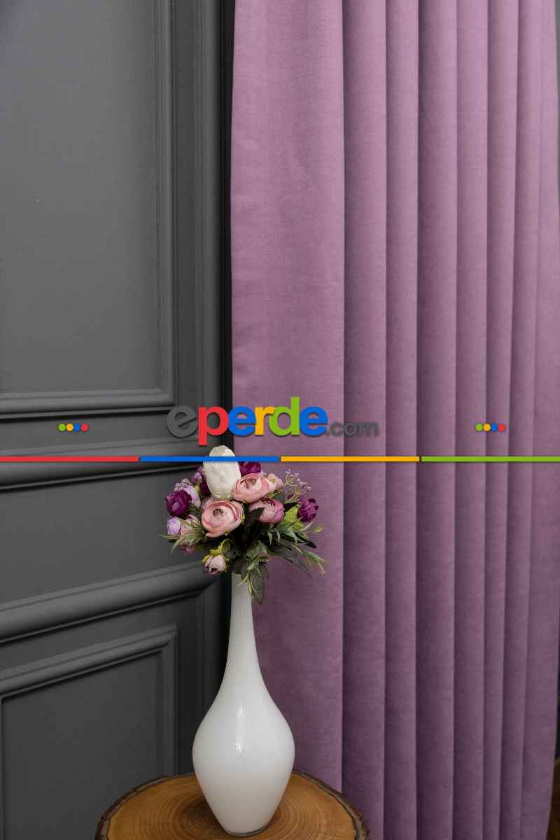 Koyu Lila Düz Fon Perde En Dökümlü Fon Perde