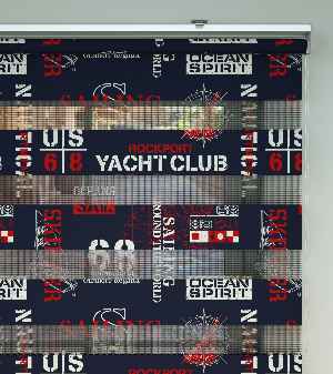 Çocuk Odası Zebra Perde - Denizci Desen Baskılı Zebra Perde- Lacivert-Kırmızı