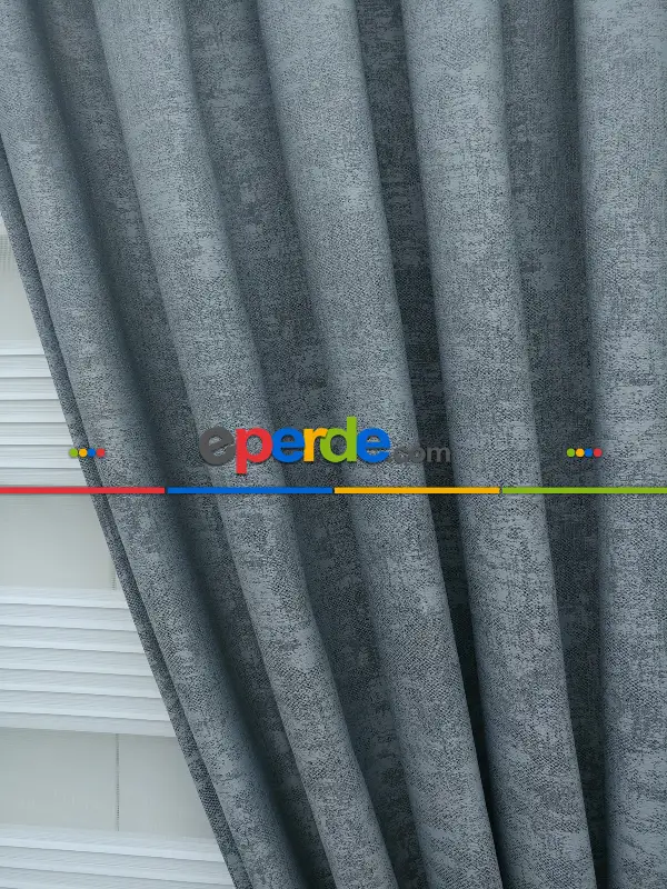 Gri - Düz Jakar Fon Perde- Gri-füme-antrasit-gri Açık