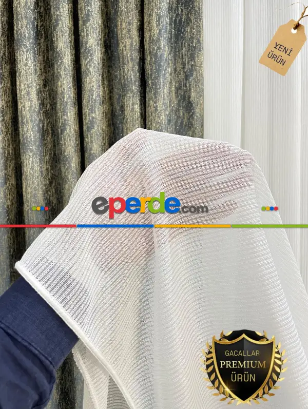 Simli Safir Ağır Gramajlı Dökümlü 1/3 Sık Pileli Ütü İstemeyen Tül Perde