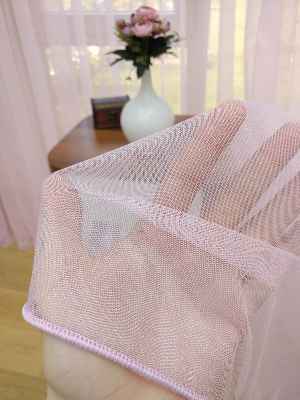 Toz Pembe Ekru Degrade Geçişli Düz Tül Perde- Pembe-pembe Açık-ekru - Kurşunlu Tül