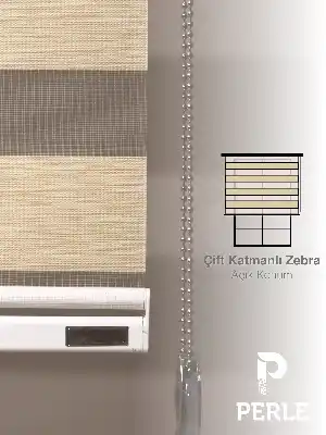 Perle Sahra Beji Renk Bambu Stor Zebra Perde Yüksek Kalite Alüminyum Kasa Soft Bamboo