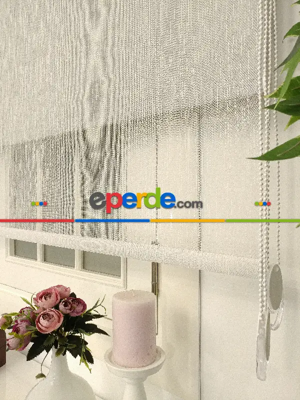 Çiftli Sistem Tül Stor Beyaz Örme Tül- Beyaz