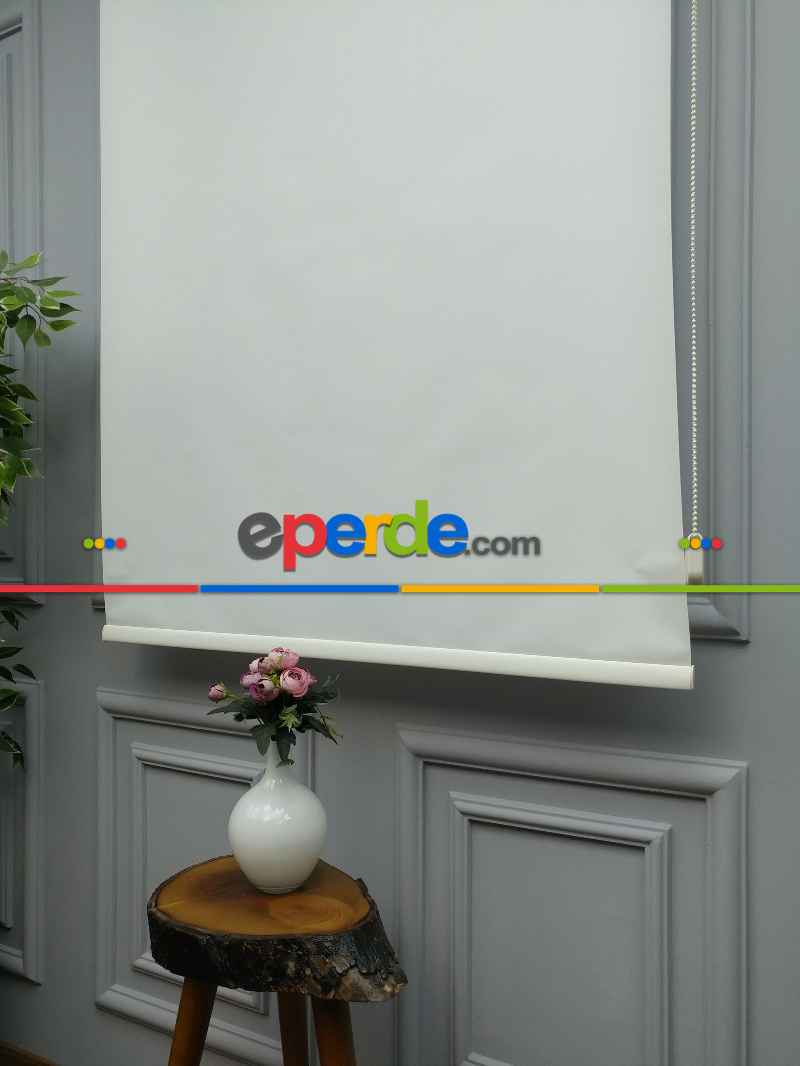 Mutfak Stor - 2021 Sezonu - Stor Perde Düz Pvc (mat) - Mat Polyester Stor- Ekru