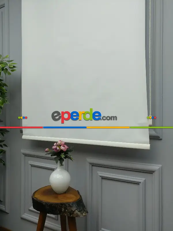 Salon Stor Perde - 2021 Sezonu - Stor Perde Düz Pvc (mat) - Mat Polyester Stor- Ekru