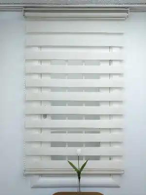 Krem Düz Bambu Zebra Perde- Krem