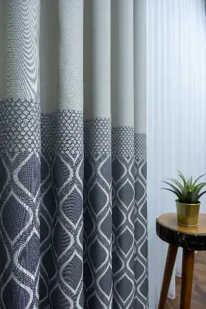 Modern Pano Fon Perde Bantlı Çift Renk - 503- Gri-füme-antrasit-bej-gri Açık