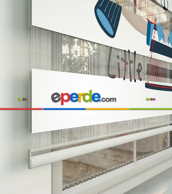 Aslan Desenli Özel Baskılı Zebra Perde- Çok Renkli