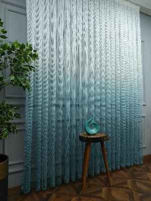 Degrade Geçişli File Tül 1.kalite Son Trend !!!- Ekru-Petrol Mavisi