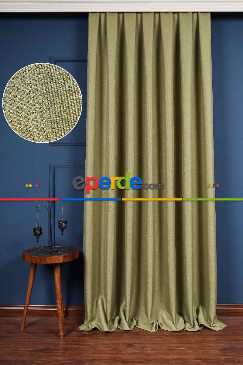 Fıstık Yeşil Keten Blackout Karartma Işık Geçirmez