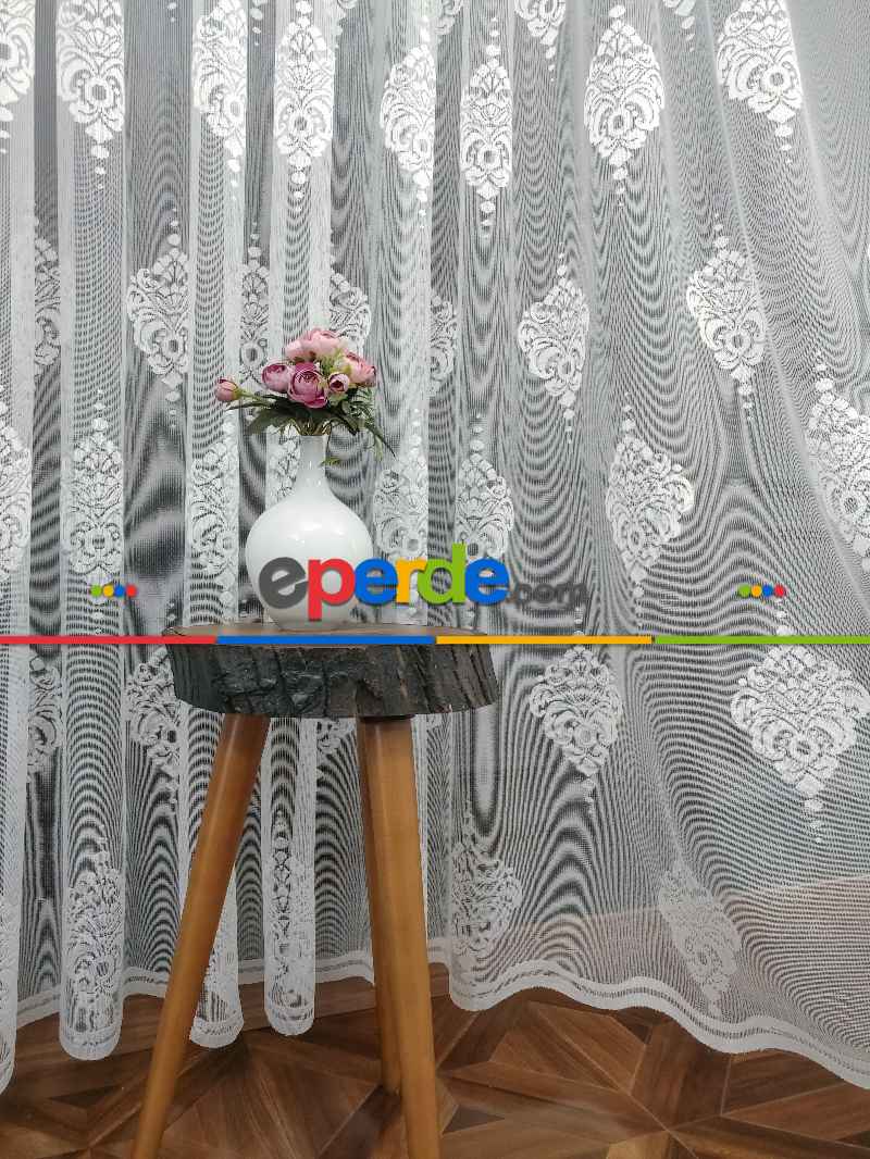 Oturma Odası - Fransız Dantel Tül Perde- Ekru