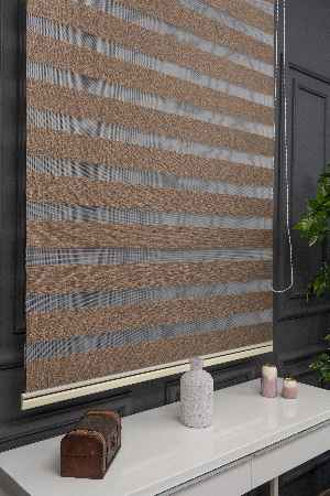 Kahverengi Extra Kalın Bambu Düz Zebra Perde