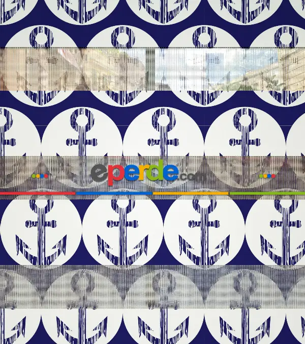 Çocuk Odası Zebra Perde - Çapa Baskılı Zebra Perde- Lacivert-Beyaz