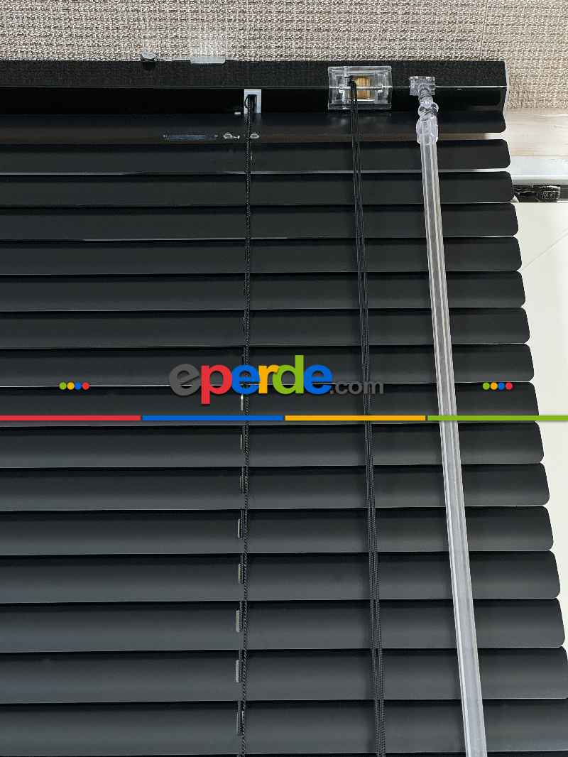 Mutfak Jaluzi - Siyah Alüminyum Jaluzi Perde - 25mm