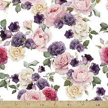 Çiçek Desenli Fon Perde Evm672 Kumaşı Kalındır Duck Bezi Değildir- Beyaz-Pembe Açık