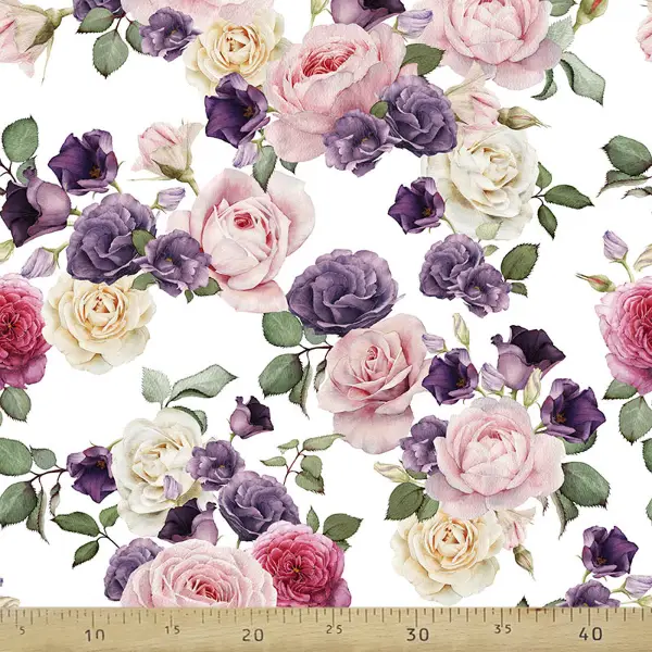 Çiçek Desenli Fon Perde Evm672 Kumaşı Kalındır Duck Bezi Değildir- Beyaz-Pembe Açık