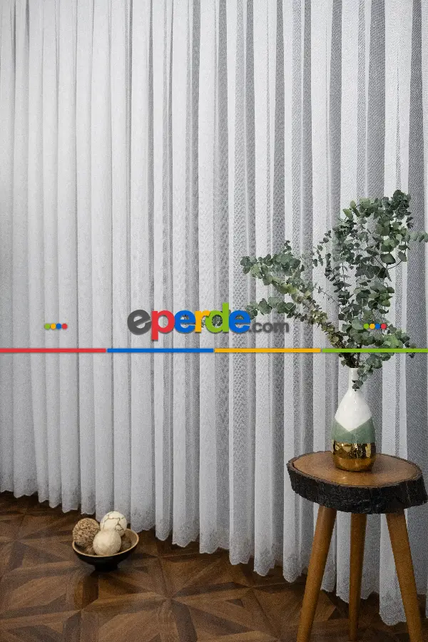 Salon Tül Perde - Şehrazat Fransız Danteli Etek Ucu Gri Renk Nakışlı Örme Tül