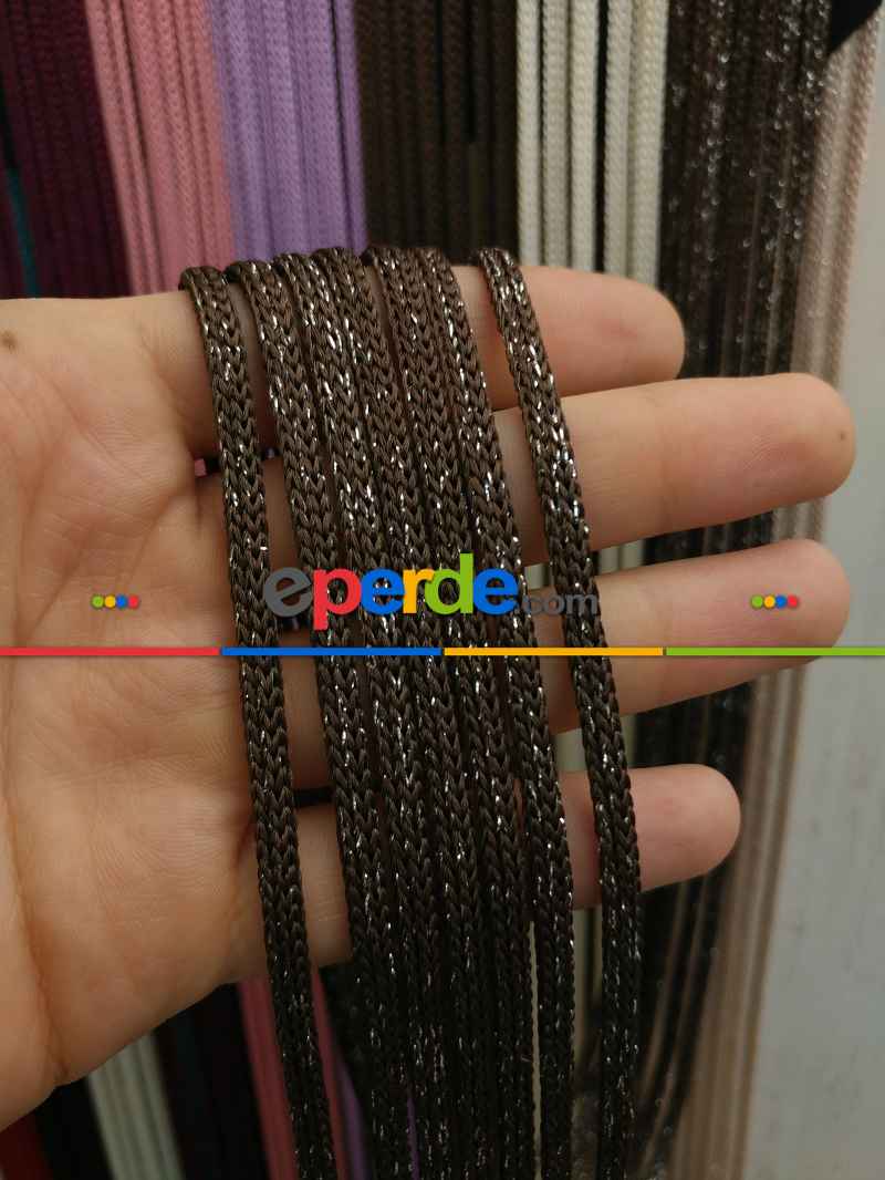 İp Perde - Kahverengi Jumbo Simli Zincir Serisi İp Perde- Kahverengi