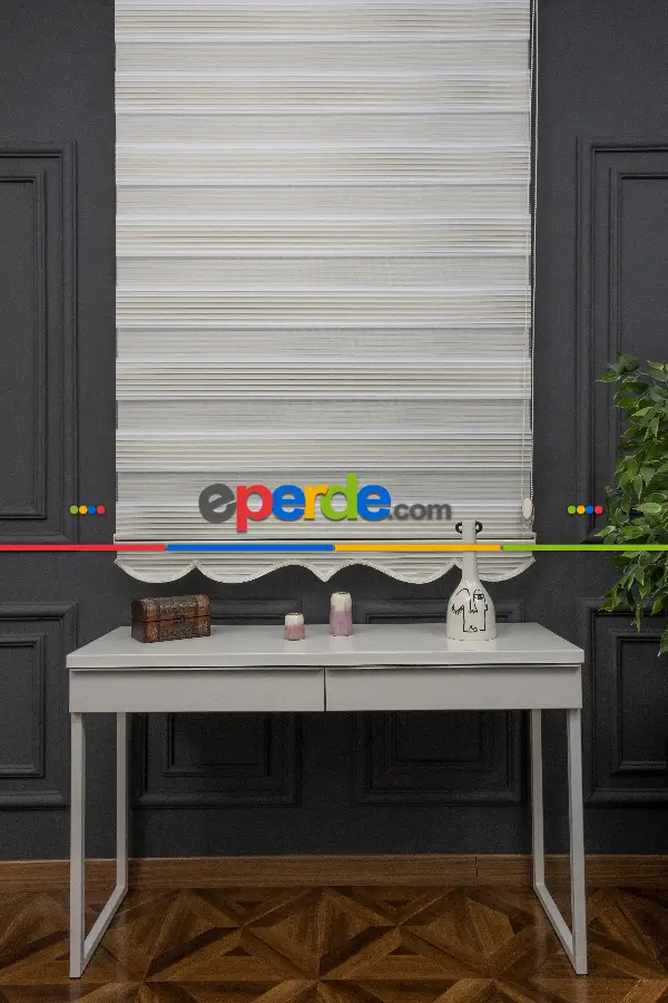 Salon - Zebra Perde Degrade Renk Geçişli Pileli Zebra Perde Krem Bej