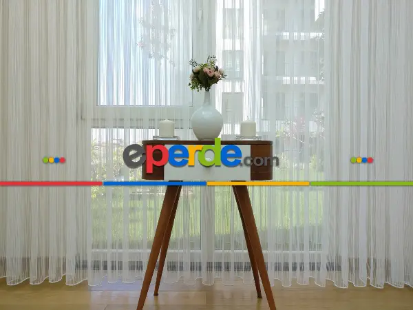 Brillant Tül - Zincir Desenli Düz Lüx Armür Tül Perde - Yüksek Gramajlı - (ütü Gerektirmez)- Ekru - Kurşunlu Tül