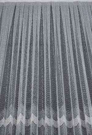 İşlemeli Spor Desenli Brode Tül-kırık Beyaz