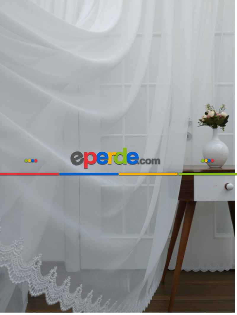 Yatak Odası - Grek Etek Ucu Nakışlı Modern Tül Perde