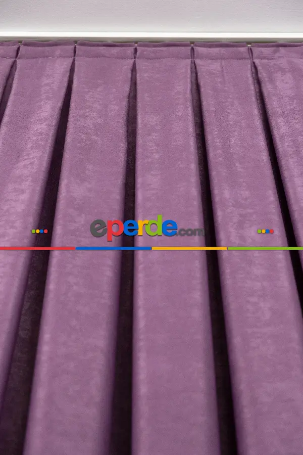 Salon - Soft Fon Perde Koyu Lila Dökümlü En - Lila Koyu Lila