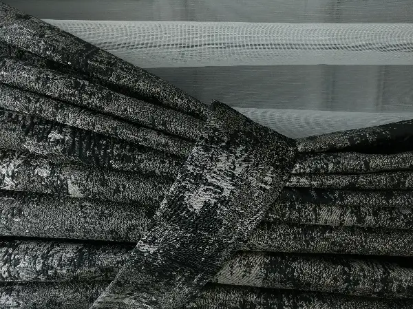 Patinedesenli Gri Jakar Fon Perde (180)- Gri-füme-antrasit